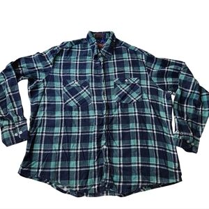 Vintage Woodland 100% Cotton Flannel Plaid Button Down sz XL